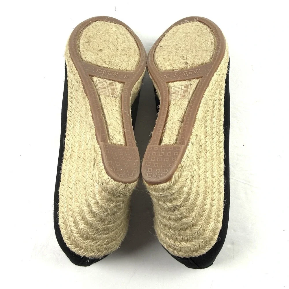 J Crew Seville Espadrille Wedge 10 Black Canvas Slip On‎ Timeless Chic Shoes